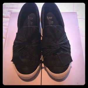 Black denim fashion sneakers. Worn once.